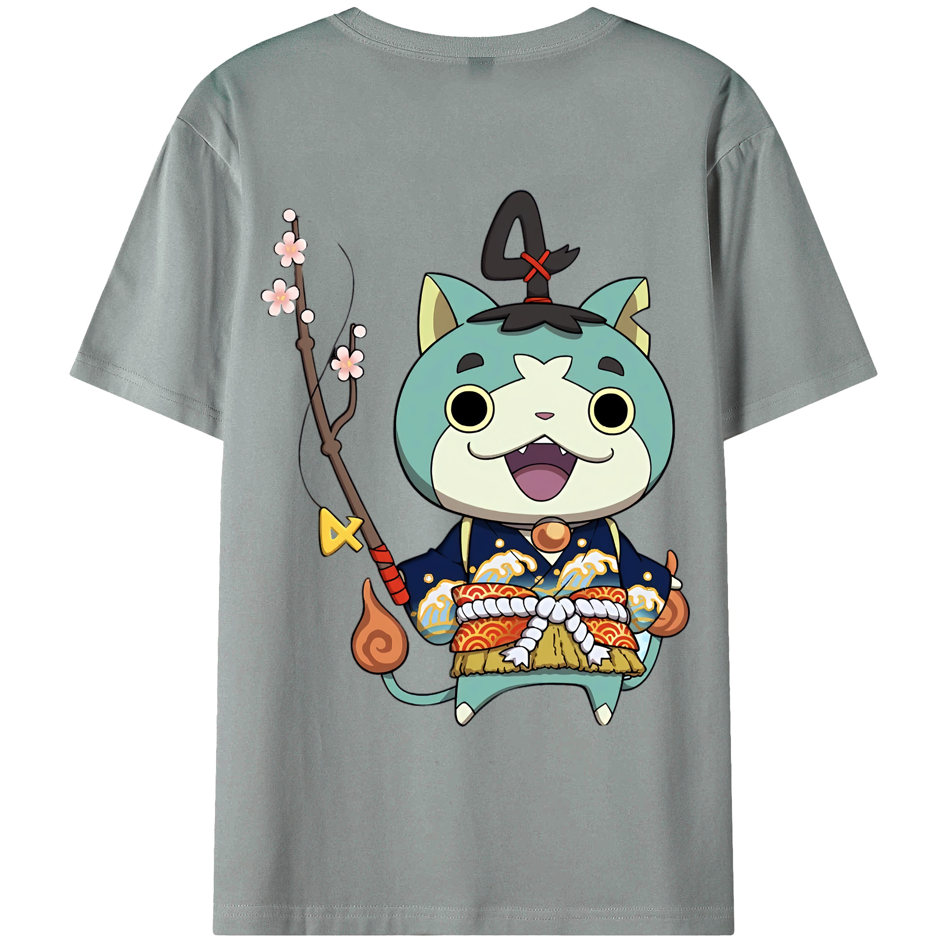 （画像用） 妖怪ウォッチ Yo-kai Watch 綿100％ メンズ半袖Tシャツ（バックプリント） 通気性